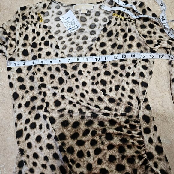 NWT Women's Michael Kors Animal Print Faux‎ Wrap Top Size Small - Picture 3 of 7